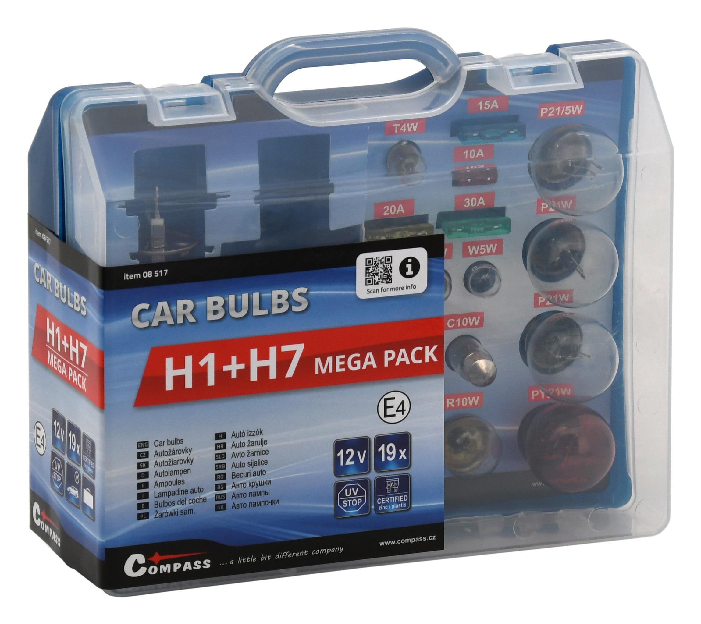 Autožárovky 12V servisní box Mega H1+H7+pojistky