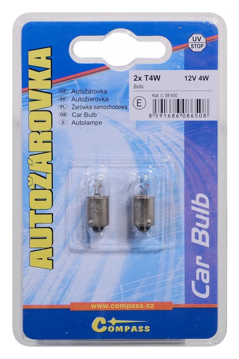 Autožárovka 12V T4W 4W Ba9s blister 2ks