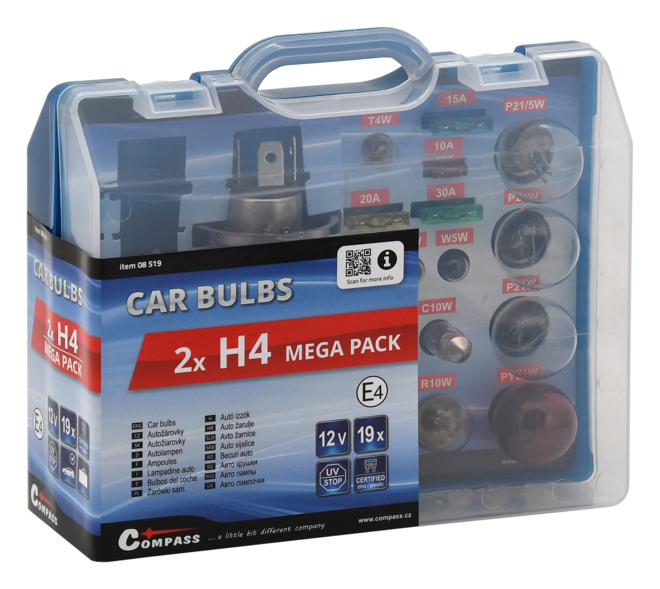 Autožárovky 12V servisní box Mega H4+H4+pojistky