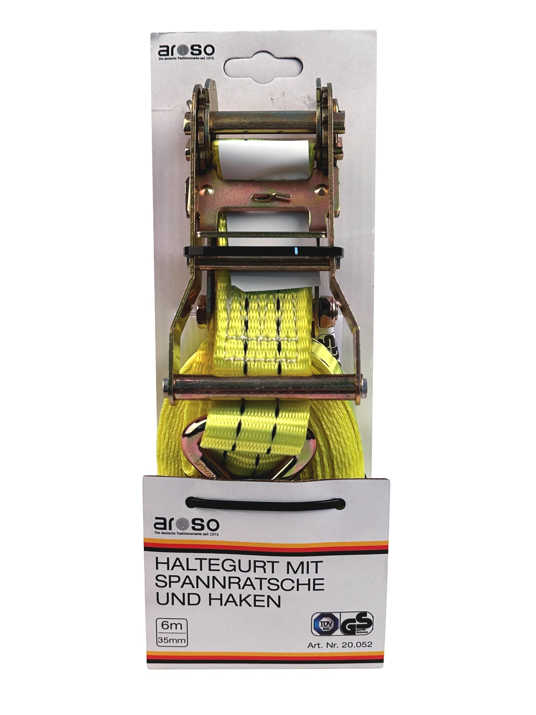 Popruh s ráčnou a j-háky 6m (35mm), 1000kg /TÜV/GS