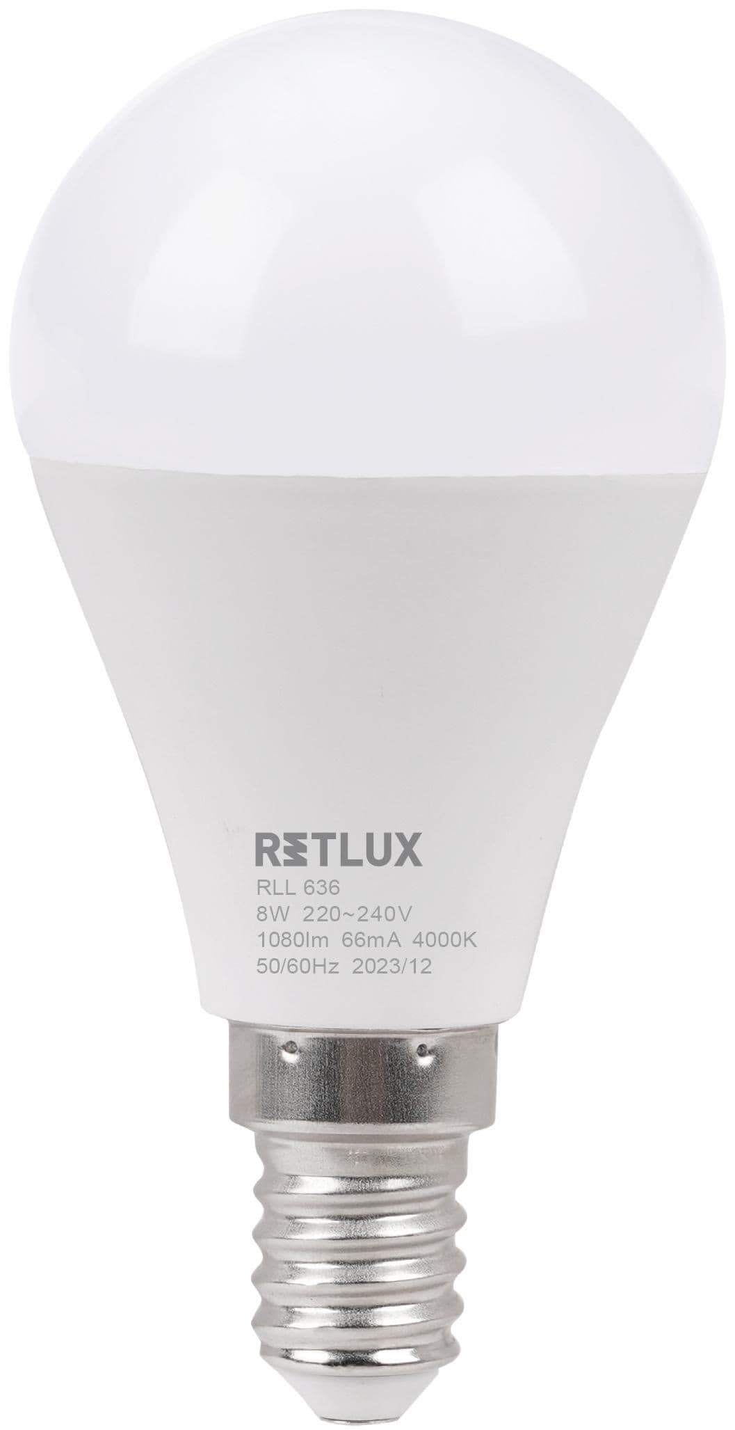 Retlux Led žárovka RLL 636 G45 E14 miniG 8W CW D
