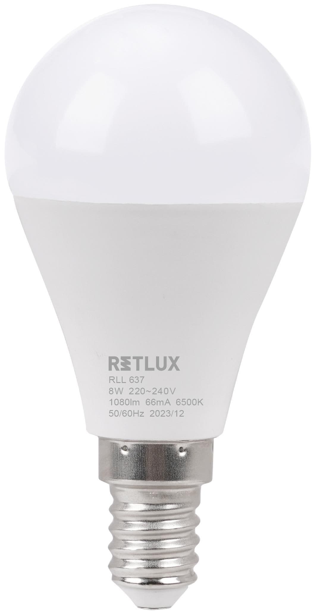 Retlux Led žárovka RLL 637 G45 E14 miniG 8W DL D