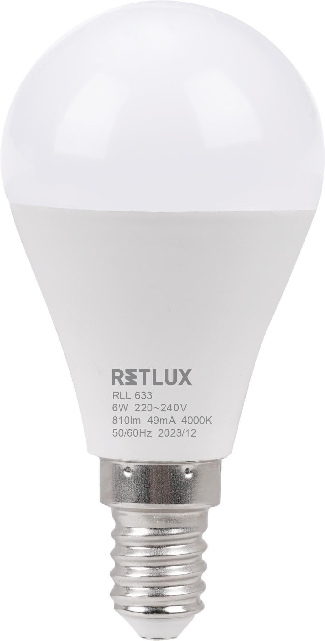 Retlux Led žárovka RLL 633 G45 E14 miniG 6W CW D