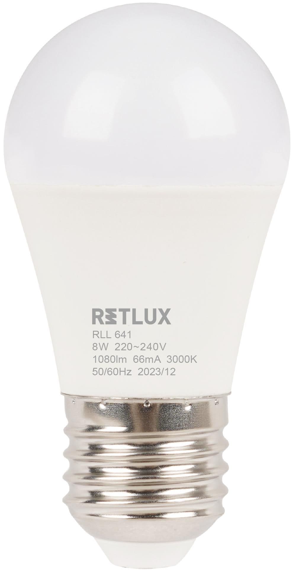 Retlux Led žárovka RLL 641 G45 E27 miniG 8W WW D