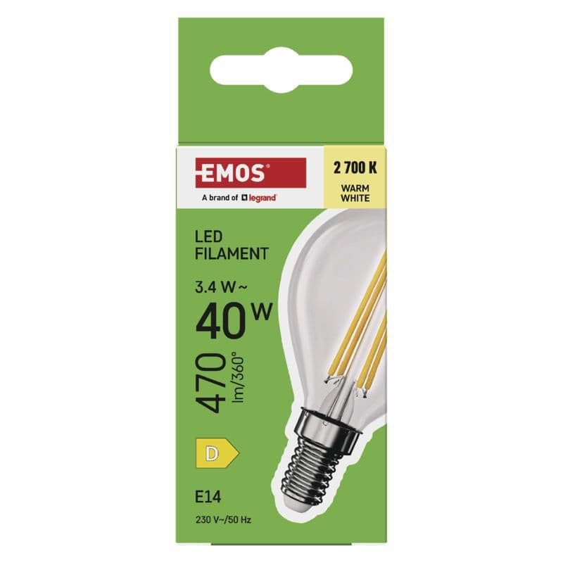 Emos LED FLM MINI GL 3,4W(40W) 470lm E14 WW