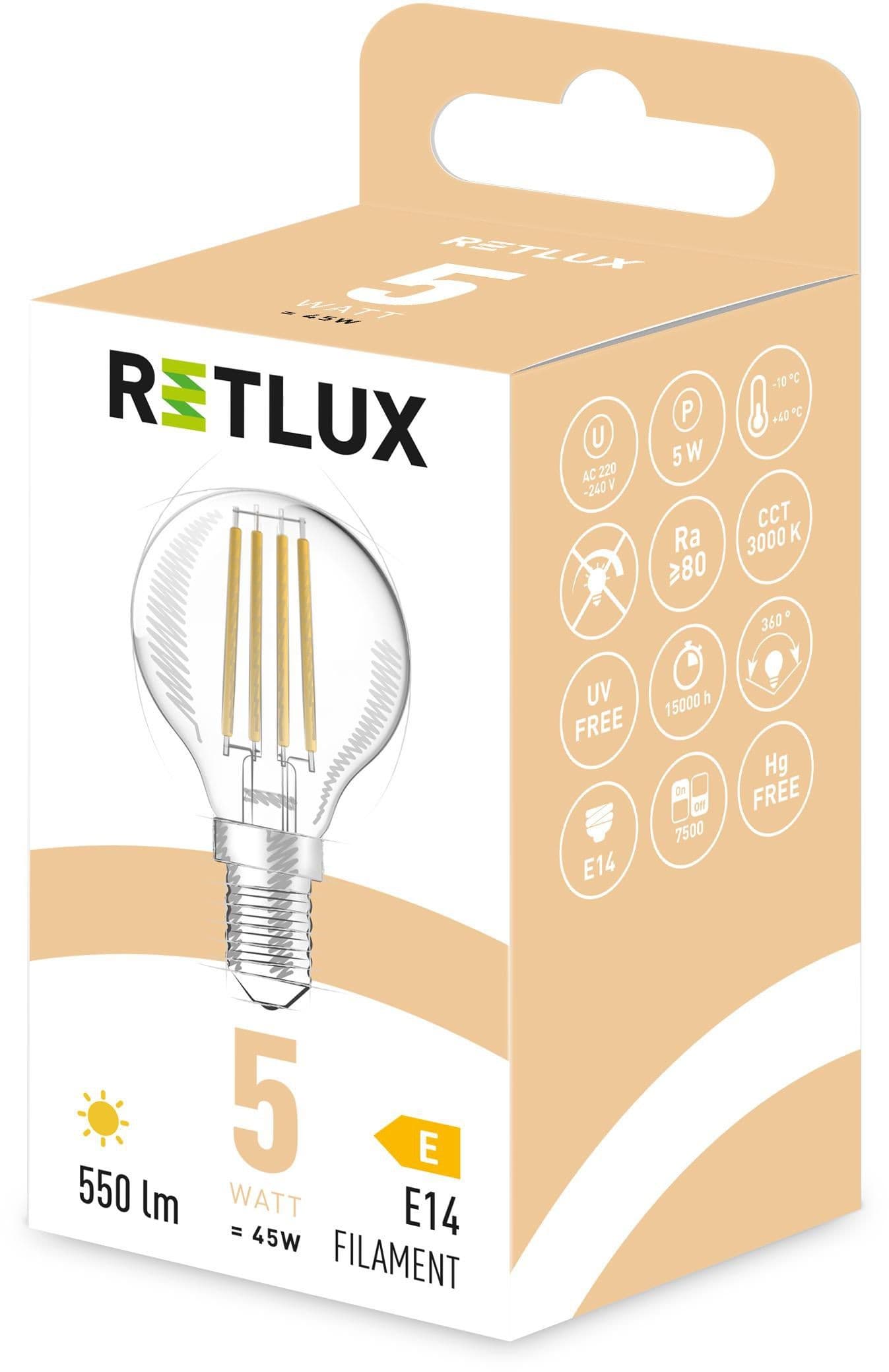 Retlux Led žárovka E14 5W RFL401 G45
