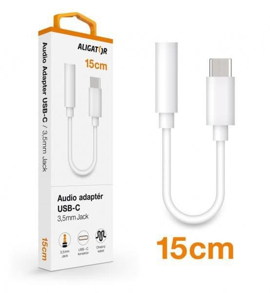 Audio adaptér ALIGATOR USB-C / 3,5mm Jack, bílý