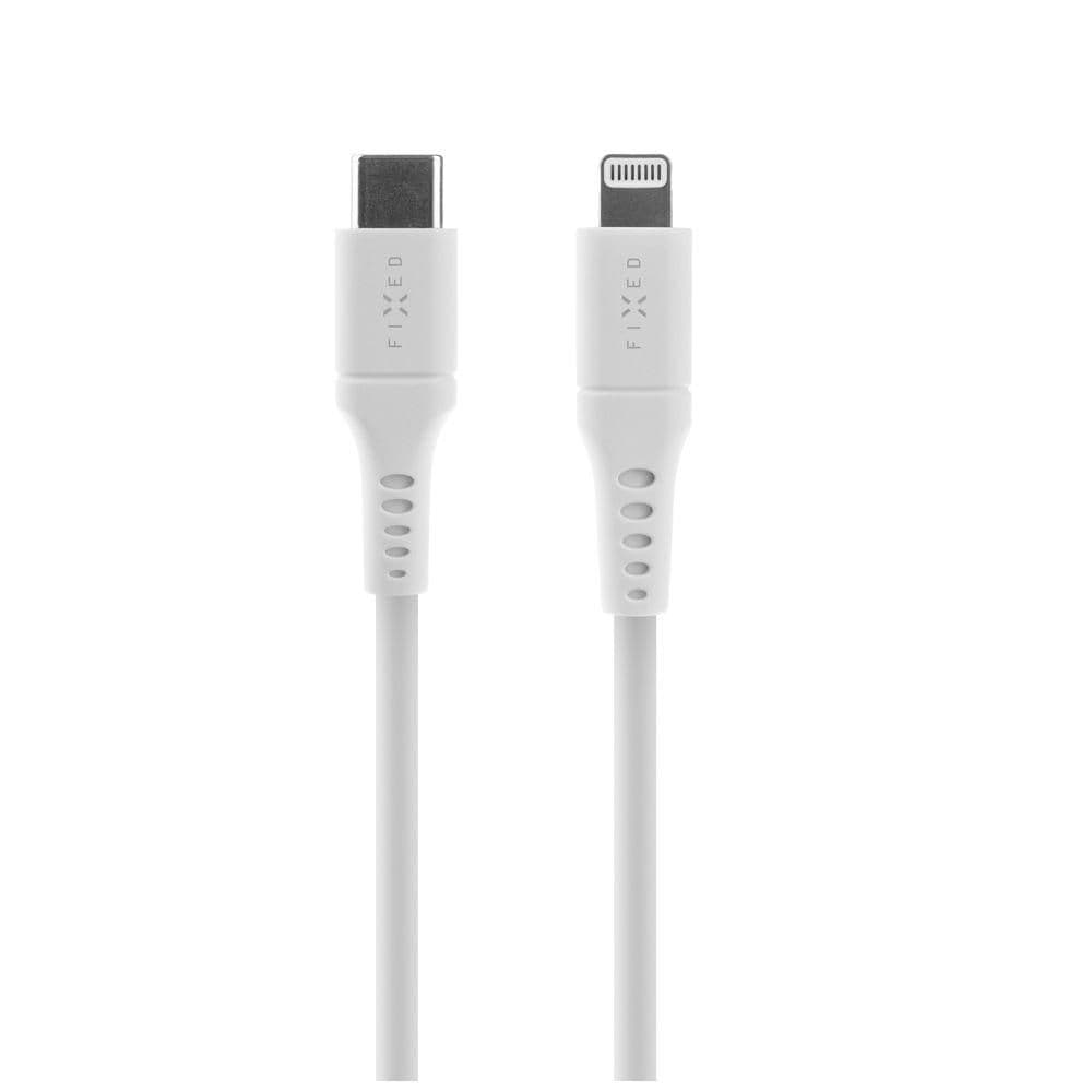 Fixed Kabel s konektory USB-C/Lightning a podporou PD, 1.2m, MFI, bílý