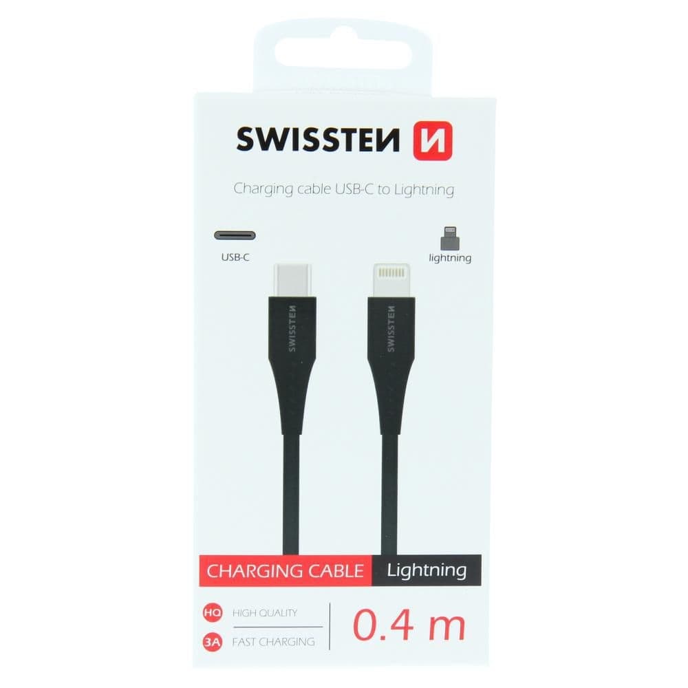 Swissten Nabíjecí kabel USB-C / LIGHTNING 0,4 M černý