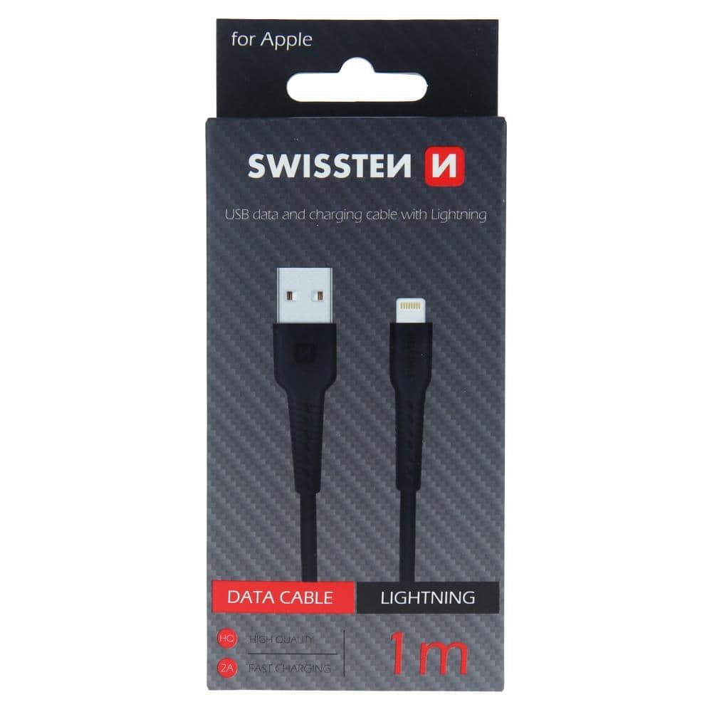Swissten Datový kabel USB / LIGHTNING 1,0 M černý
