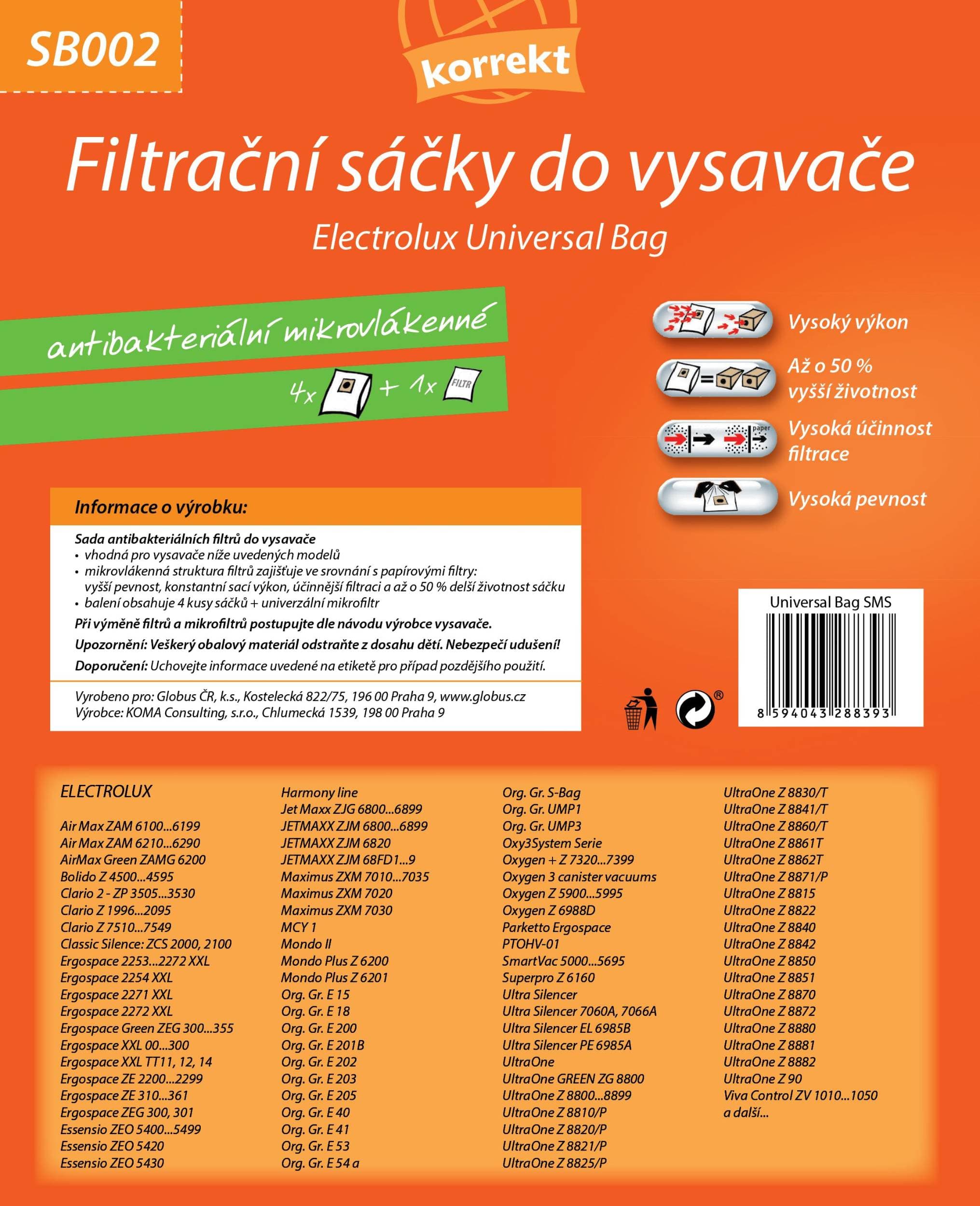 Korrekt Sáčky do vysavače SB002 - Universal Bag, S-Bag