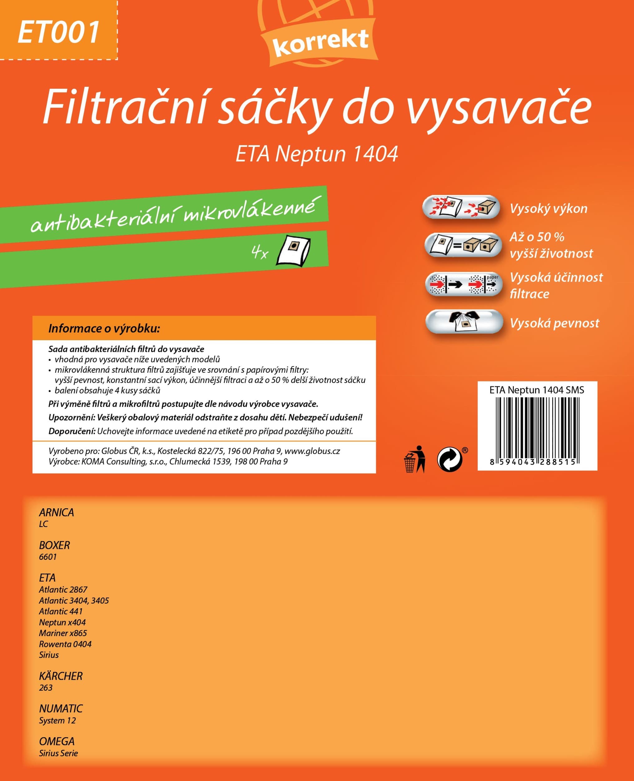 Korrekt Sáčky do vysavače ET001 - ETA Neptun 1404