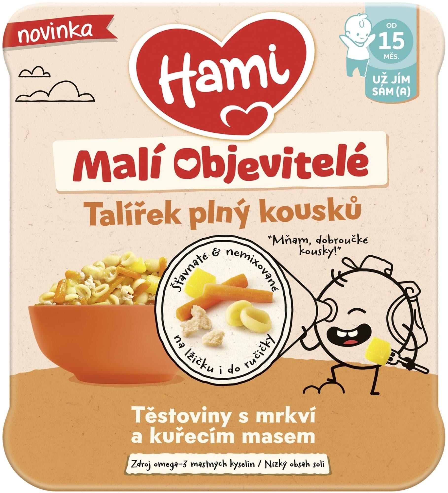Hami Malí Objevitelé těstoviny s mrkví a kuřecím masem