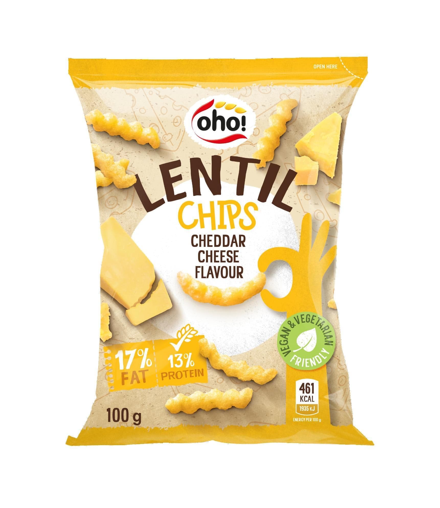 Oho Čočkové snacky s příchutí sýra čedar