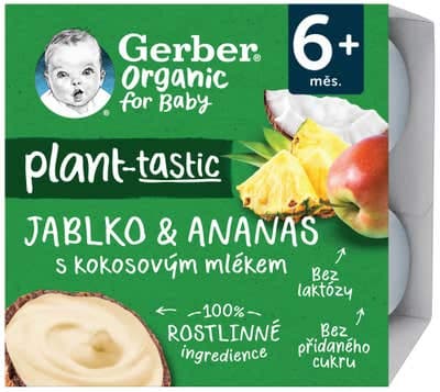 Gerber BIO Ovocná přesnídávka jablko a ananas s kokosovým mlékem 4x90g