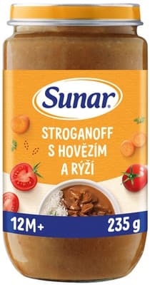 Sunar Příkrm stroganoff s hovězím a rýží, 12m+
