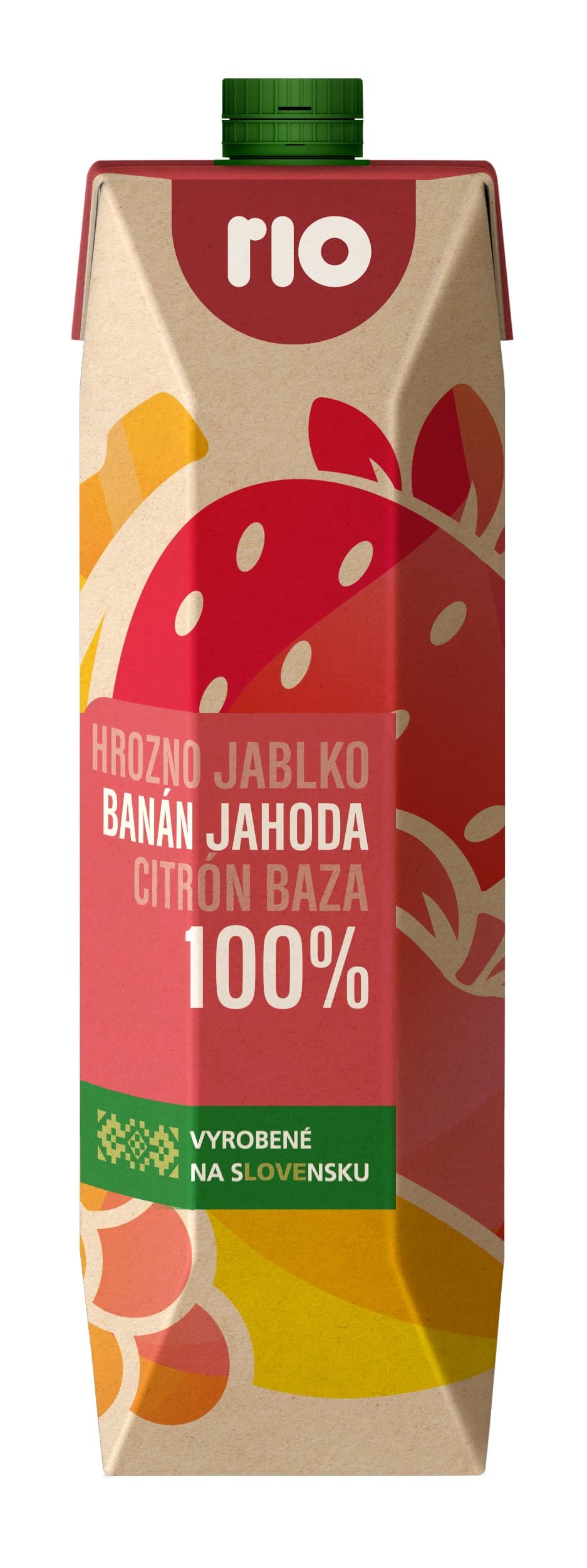 Rio 100% ovocný mix s jahodou a banánem 1L