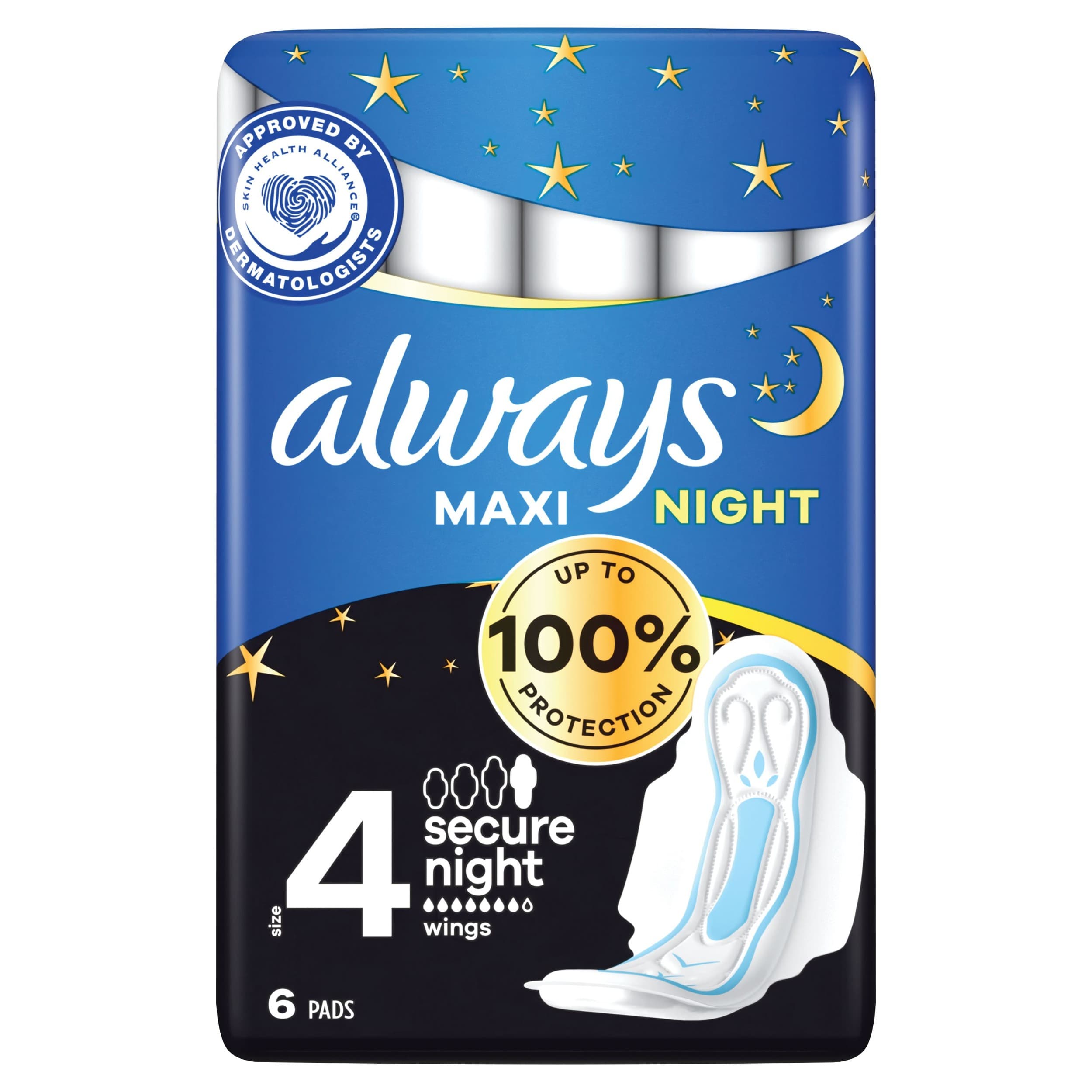 Always Maxi Secure Night Hygienické vložky 6 ks