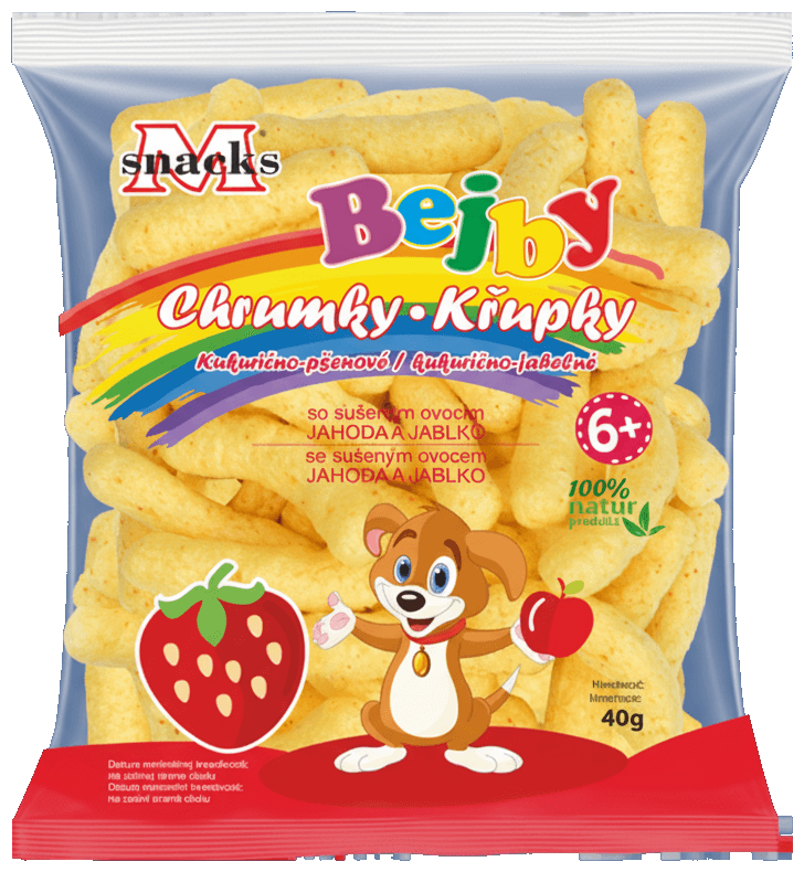 M Snacks Bejby kukuřično-jáhlové křupky jahoda-jablko
