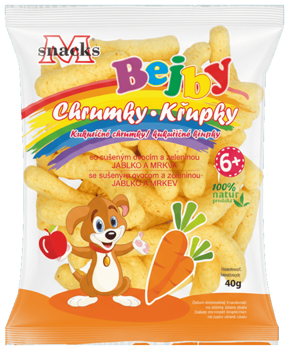 M Snacks Bejby kukuřičné křupky jablko-mrkev