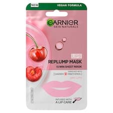 Garnier Skin Naturals vyplňující textilní maska na rty s výtažkem z třešně, 5 g