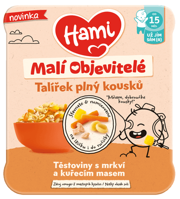 Hami Malí Objevitelé, těstoviny s mrkví a kuřecím masem 200.0 g
