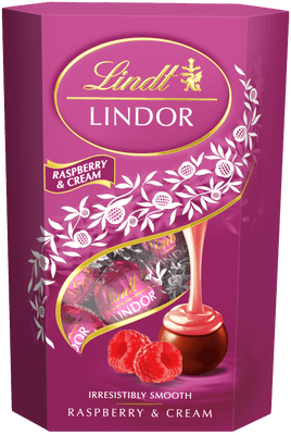 Lindt Lindor pralinky s malinovou a smetanovou náplní