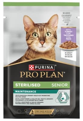 ProPlan Cat Senior 7+ Sterilised, terina s krůtou, kapsička pro kočky