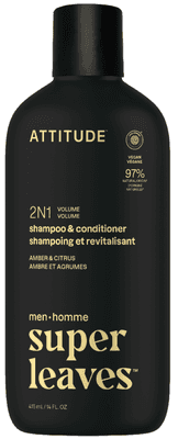 Attitude Pánský šampon a kondicionér pro objem 2v1 Super leaves - Amber a Citrus