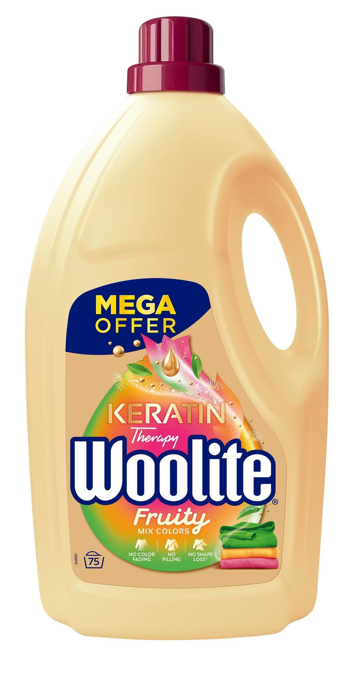 Woolite Keratin Therapy na barevné prádlo Fruity Tekutý prací přípravek s keratinem  4,5 l /75 pracích dávek