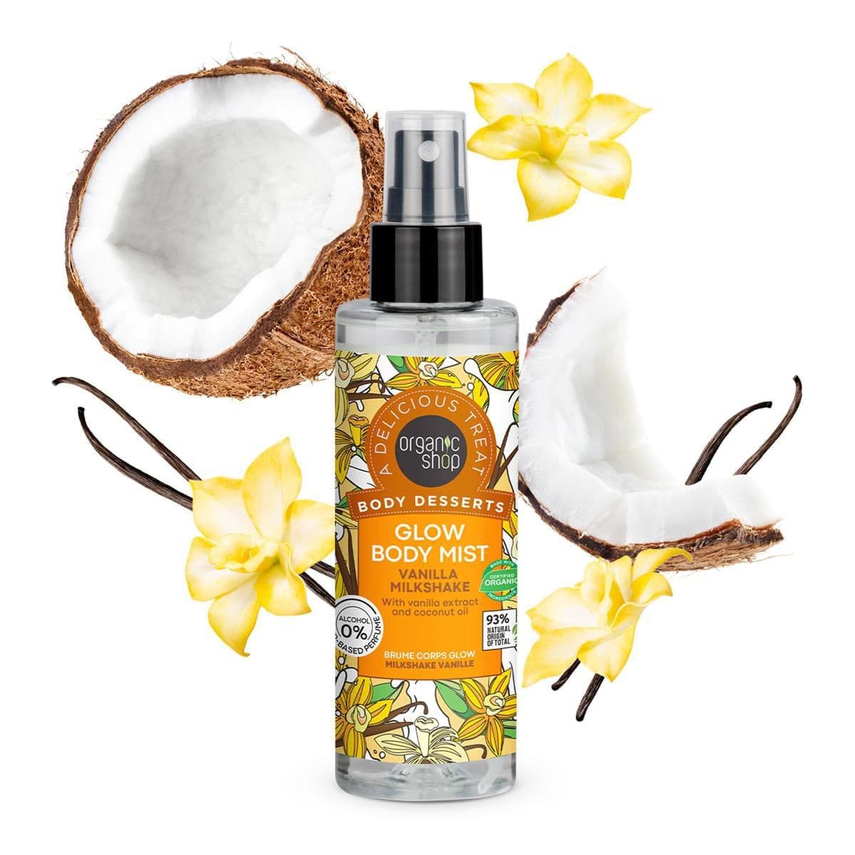 Organic Shop Body Desserts Rozjasňující tělová mlha Vanilkový milkshake 200 ml