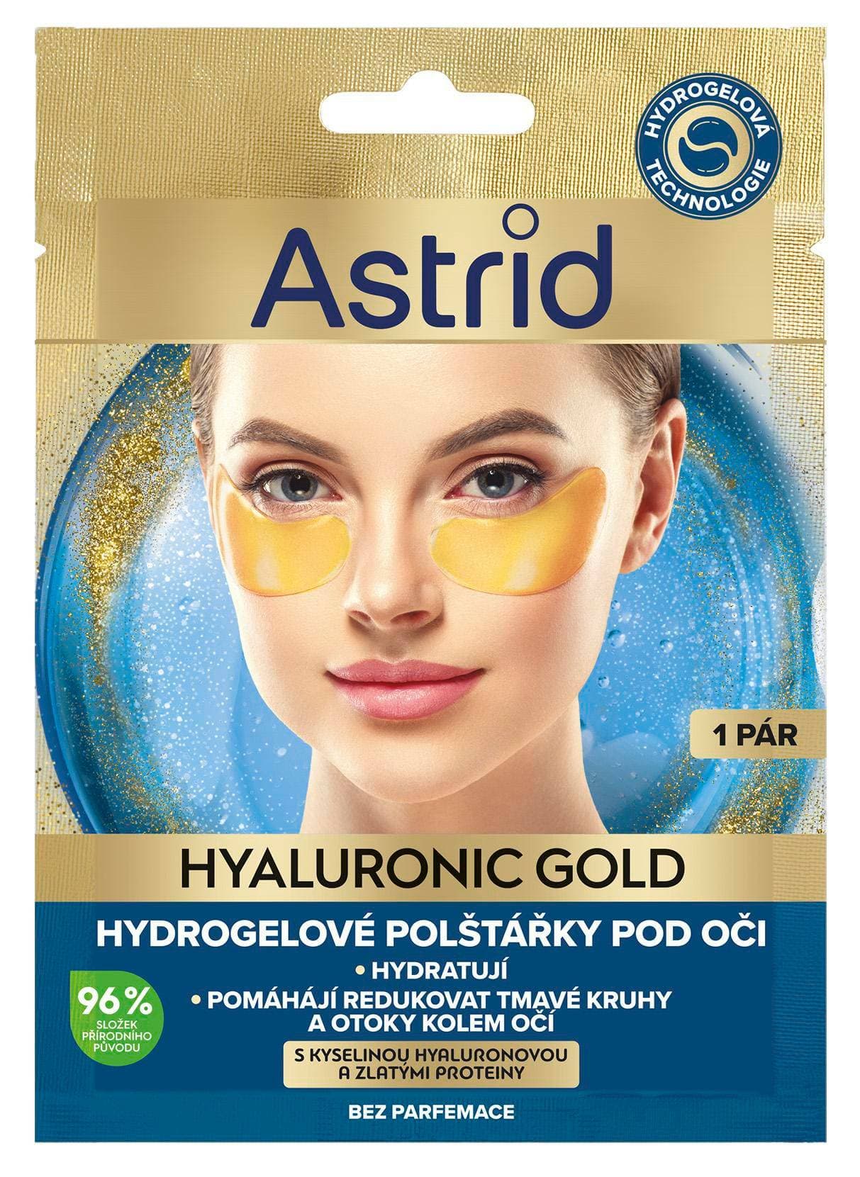 Astrid Hyaluronic Gold Hydrogelové polštářky pod oči se zlatými proteiny a ceramidy 1 pár