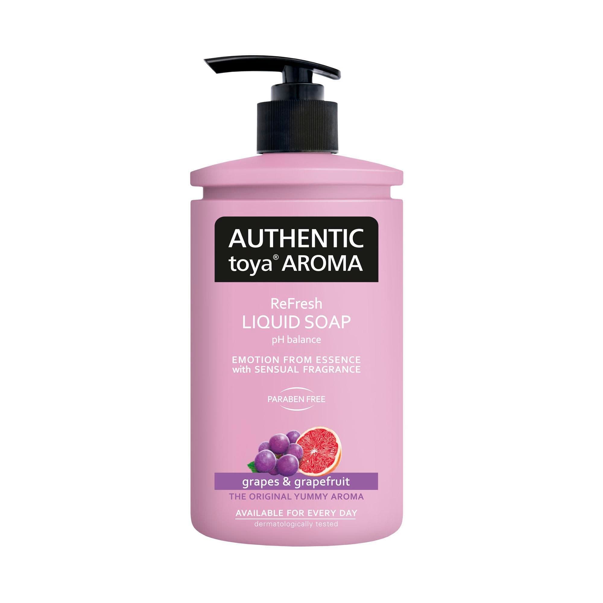 AUTHENTIC toya AROMA tekuté mýdlo s dávkovačem 400ml grapes & grapefruit