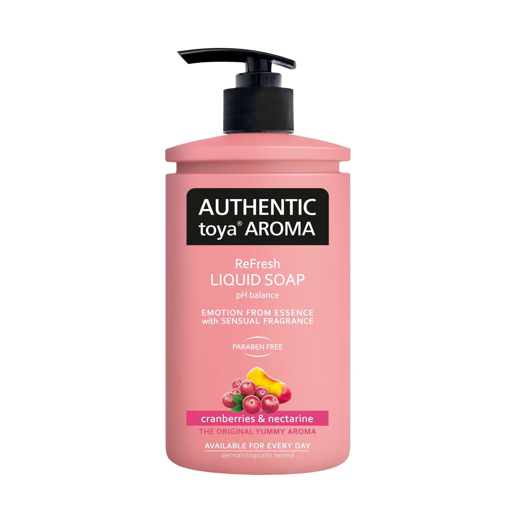 AUTHENTIC toya AROMA tekuté mýdlo s dávkovačem 400ml cranberries & nectarine