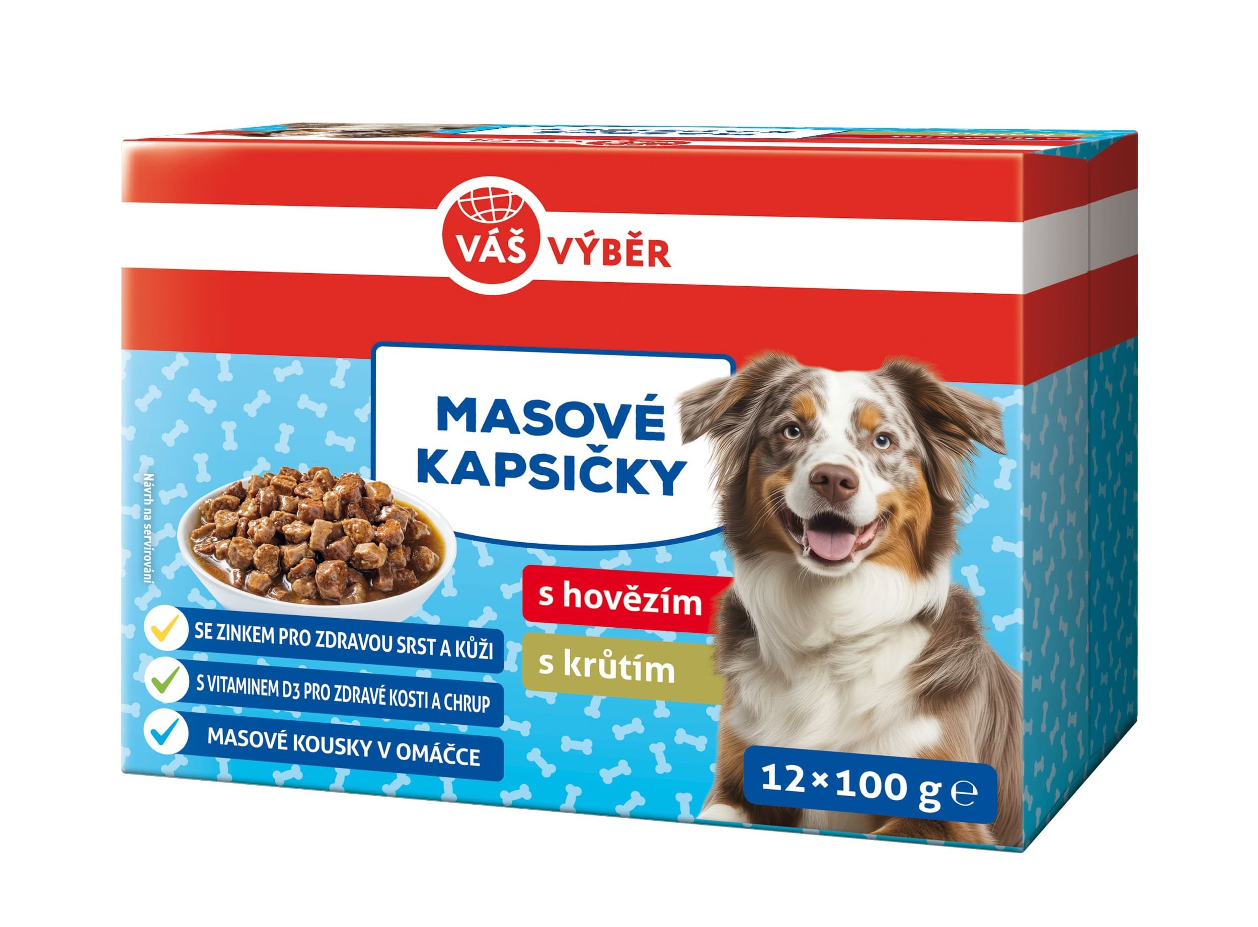 Váš výběr kapsa pes hovězí,krůtí omáčka 12x100g