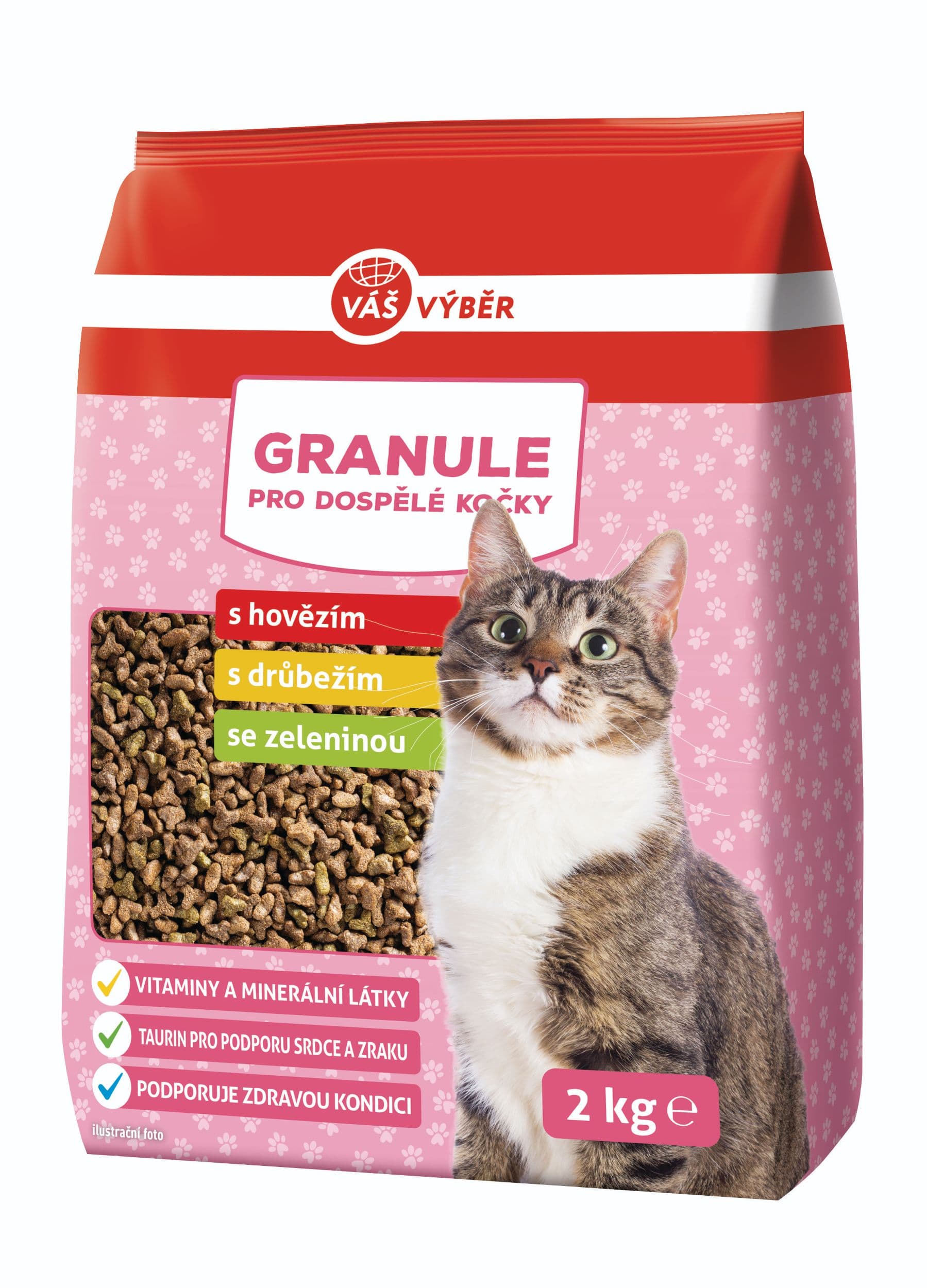 Váš výběr granule kočka s hovězí, drůbežím a zeleninou 2kg