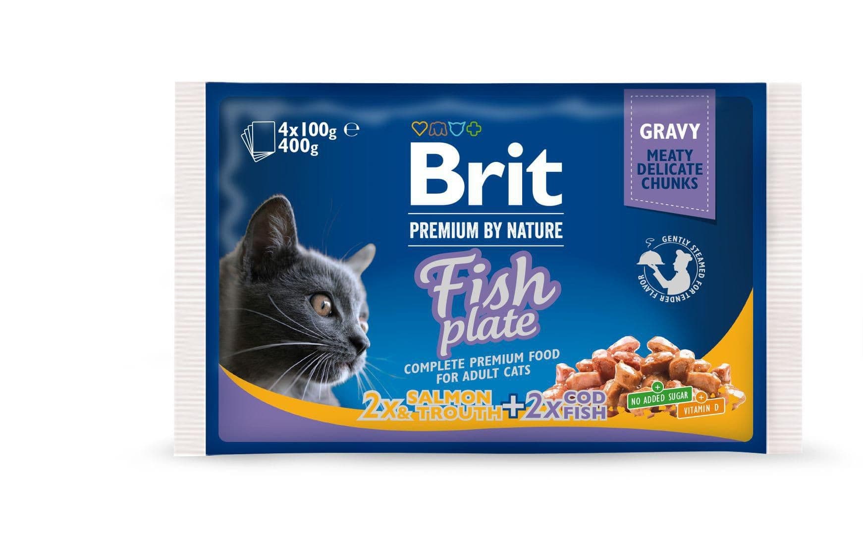 Brit Premium by Nature Cat Pouch Fish Plate 400 g (4x100 g)