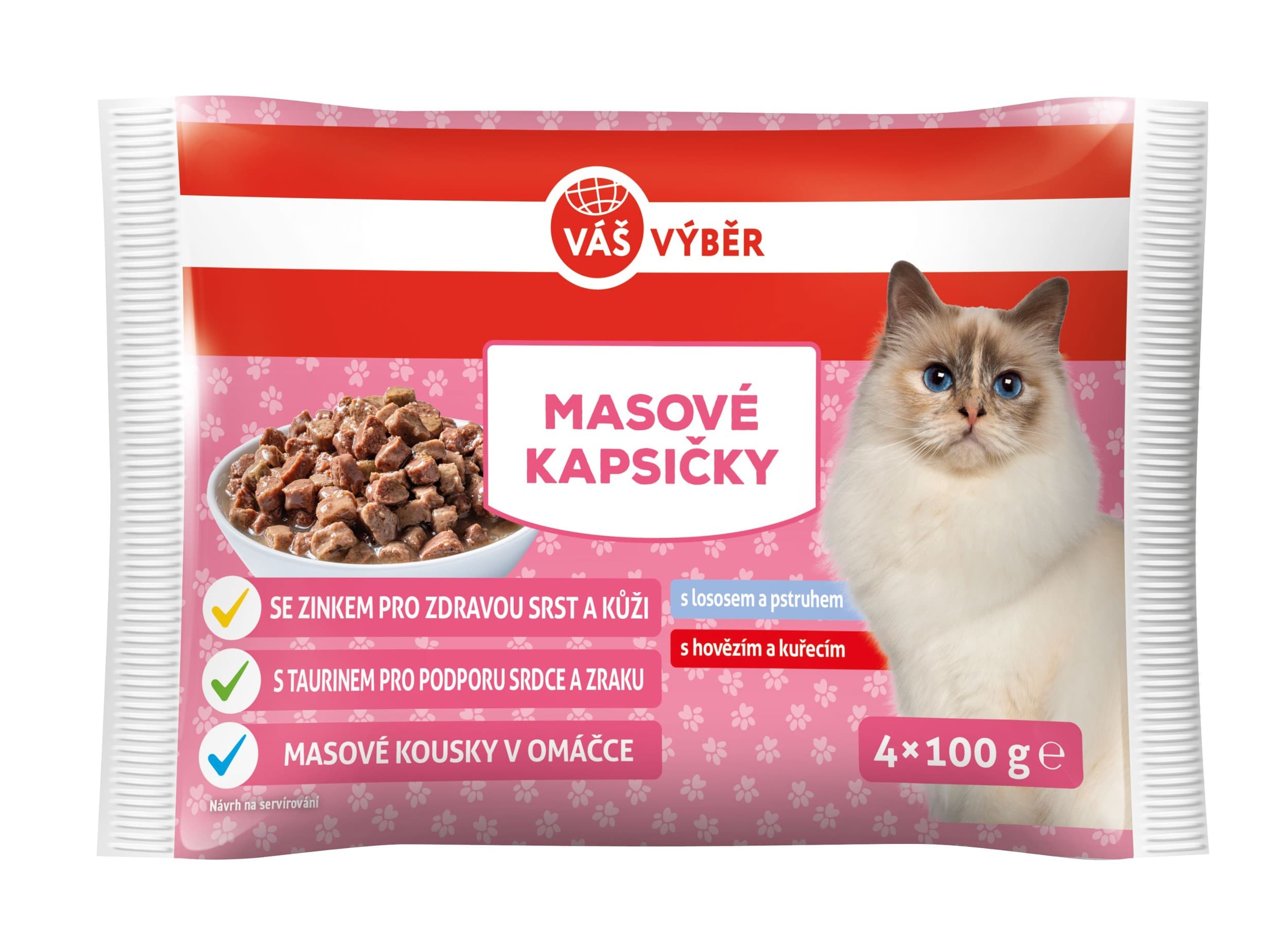 Váš výběr kap mix masa, ryby, omáčka 4x100g