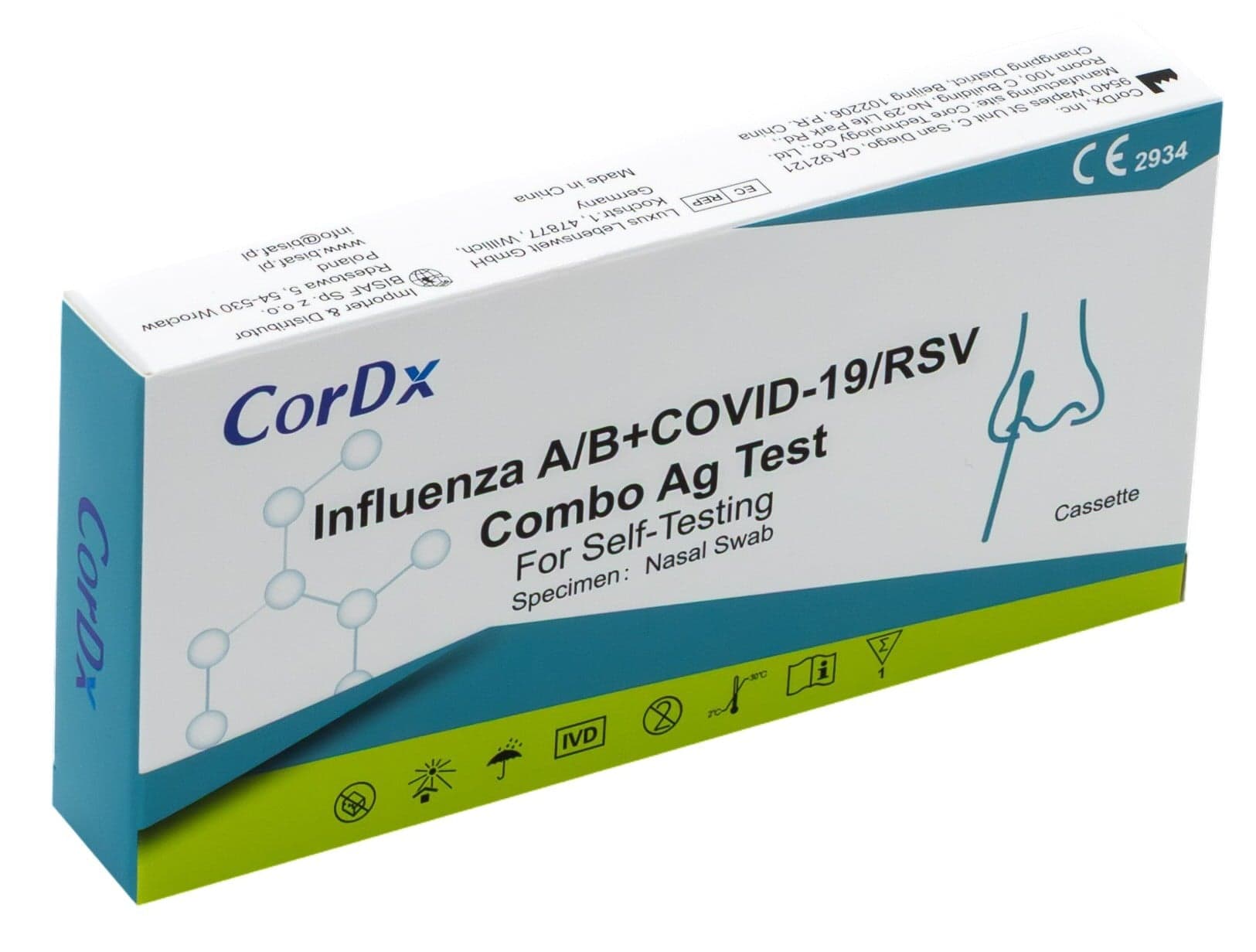 CorDx 4v1 respirační multitest (RSV/Chřipka A+B/Covid) 1 ks