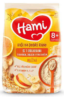 Hami Mléčná kaše se 7 obilninami, Banánem, jablkem a pomerančem 210.0 g