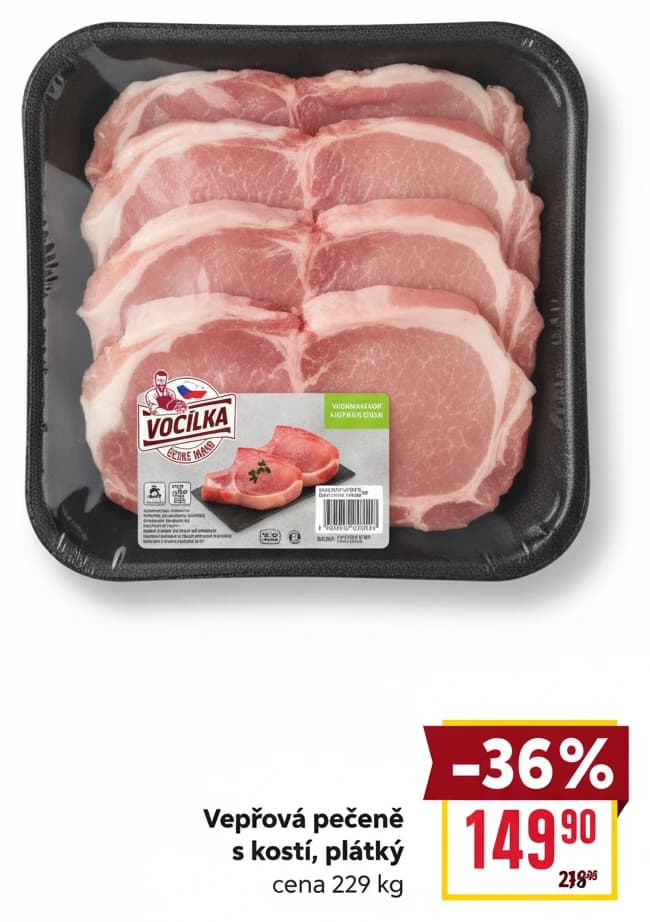 Vepřová pečeně s kostí, plátky 1kg