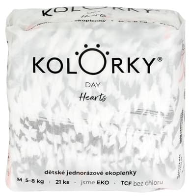 Kolorky Day Jednorázové eko plenky srdce M (5-8 kg) 21.0 ks