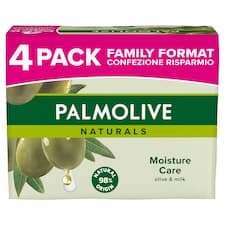 Palmolive Naturals tuhé mýdlo s výtažky z mléka a oliv 4x90g - family pack