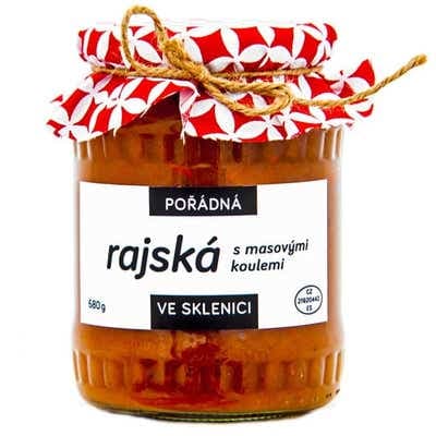 Pořádně ve sklenici Rajská s masovými koulemi