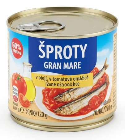 Šproty Gran Mare v oleji, v tomatové omáčce