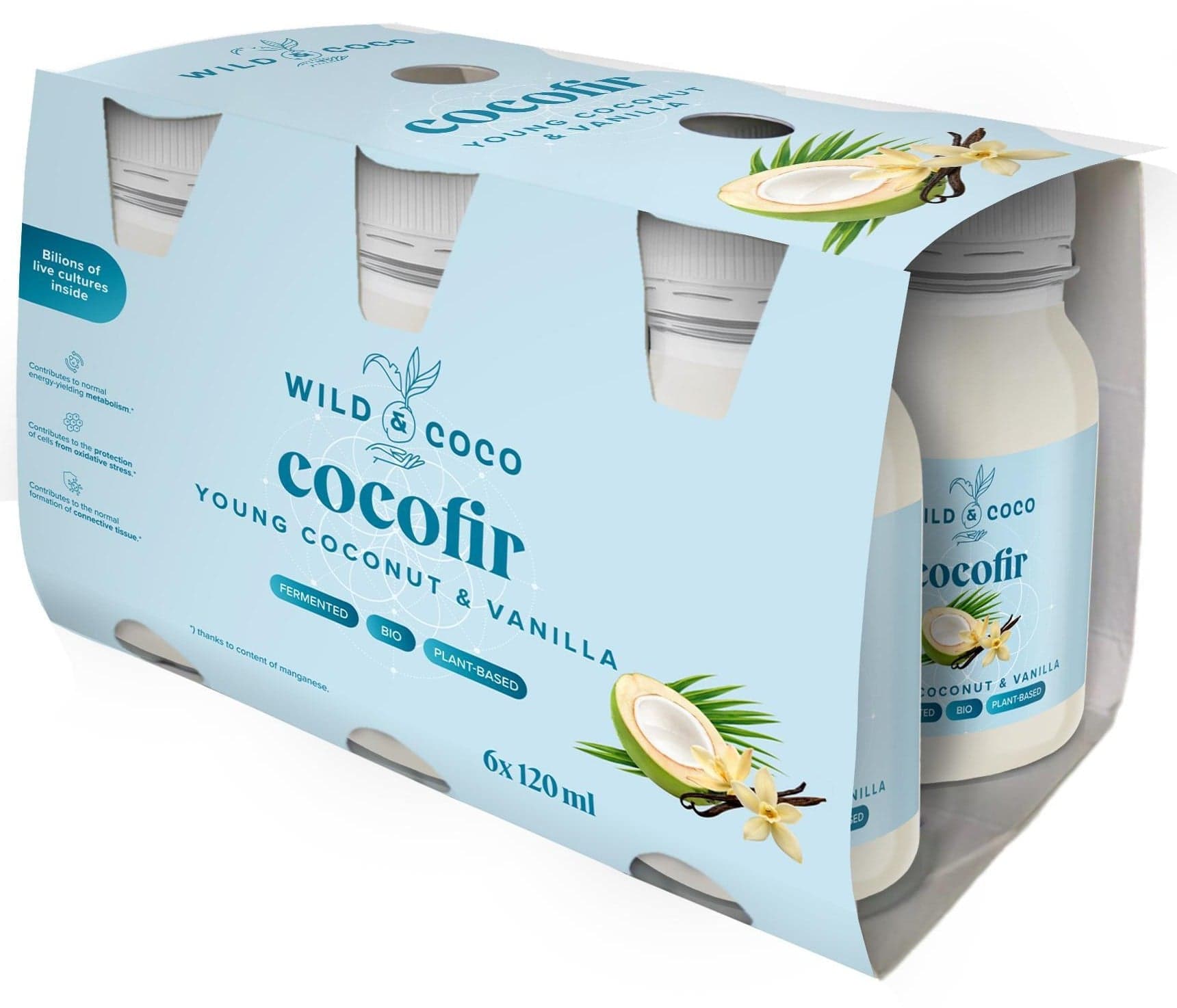 Wild & Coco BIO Cocofir Mladý kokos a vanilka (6×120 ml) 0,72 l