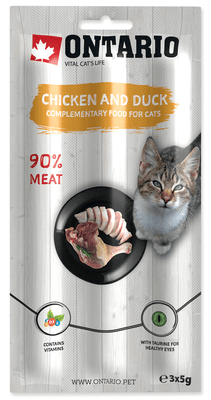 Ontario Tyčinky pro kočky Chicken&Duck 3x5g 15.0 g