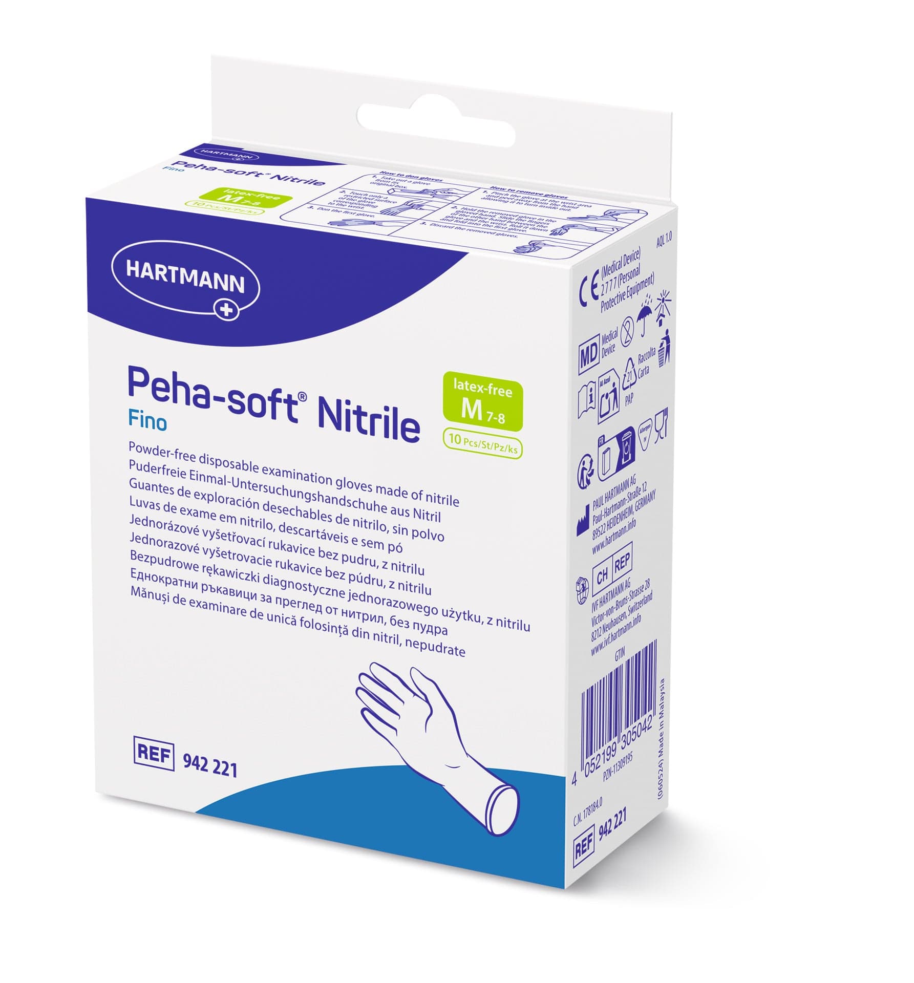 Rukavice vyš.Peha-soft NITRILE FINO M 10ks 1 ks