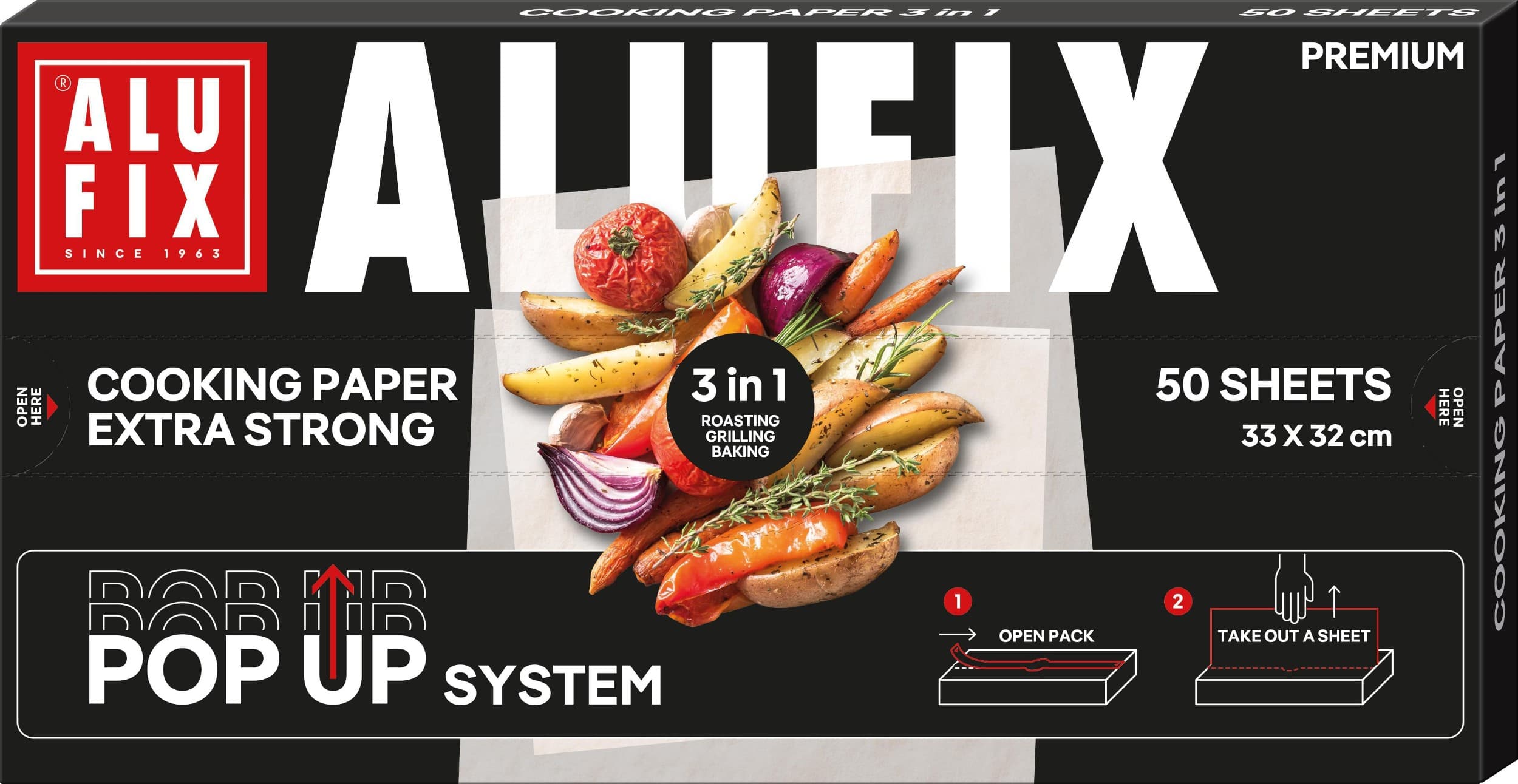 Alufix papír na smažení a vaření pop up 33 x 32 cm - archy 50 kusů