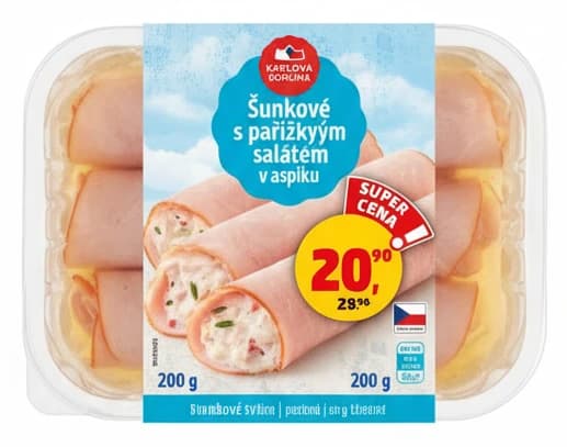 Šunkové závitky s pařížským salátem v aspiku Karlova Koruna